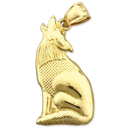 14K Gold Howling Coyote Pendant