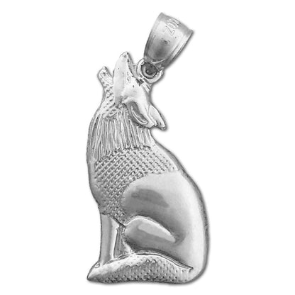 14K Gold Howling Coyote Pendant