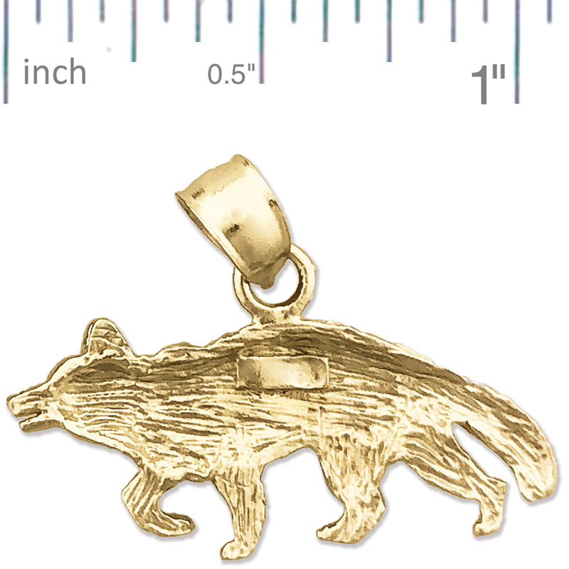 14K Gold Coyote Pendant