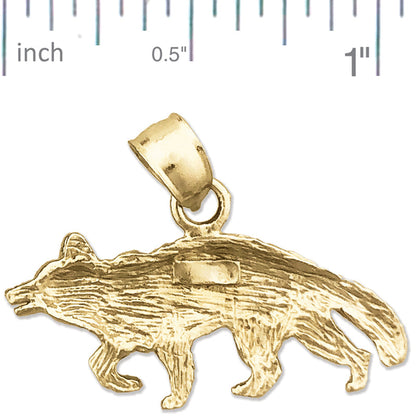 14K Gold Coyote Pendant