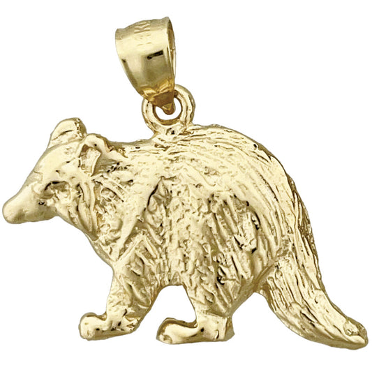 14K Gold Raccoon Pendant