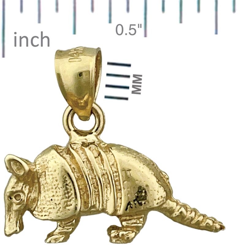14K Gold 3D Armadillo Charm