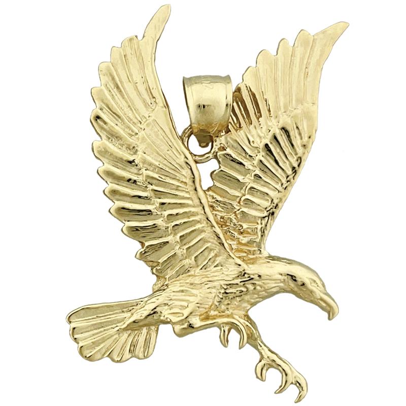 14K Gold Flying Eagle Pendant