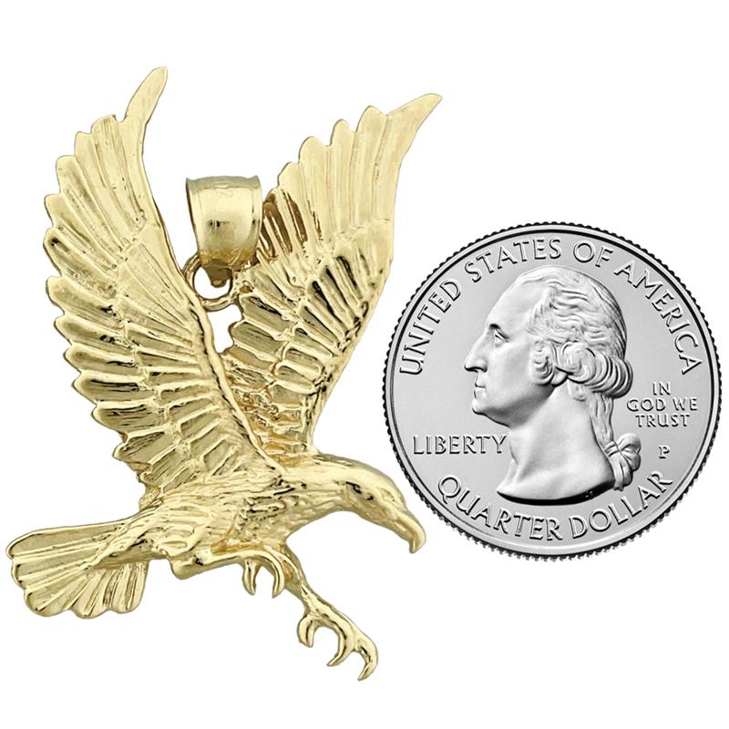 14K Gold Flying Eagle Pendant