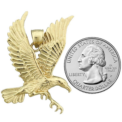 14K Gold Flying Eagle Pendant