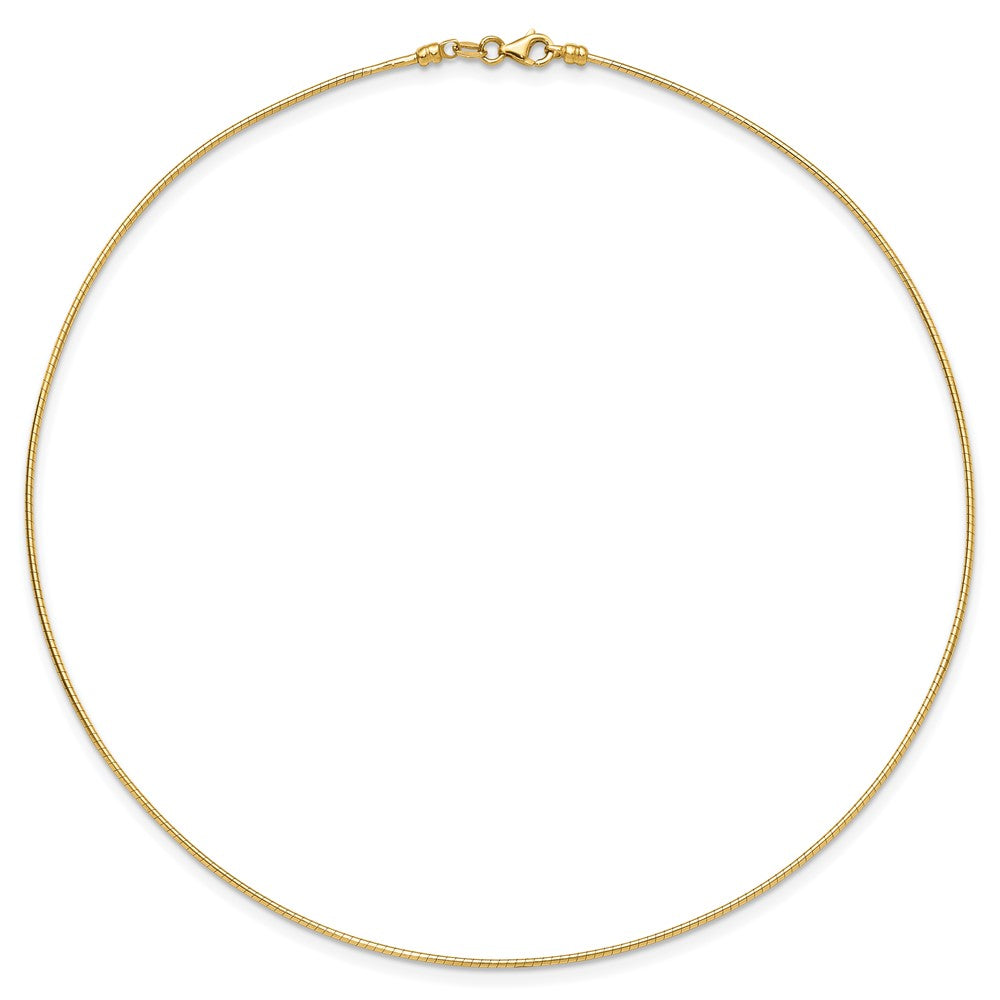 14K Yellow Gold 1.2mm Omega Necklace Detachable Clasp