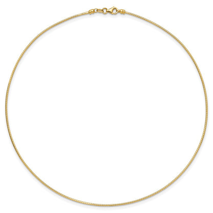 14K Yellow Gold 1.2mm Omega Necklace Detachable Clasp