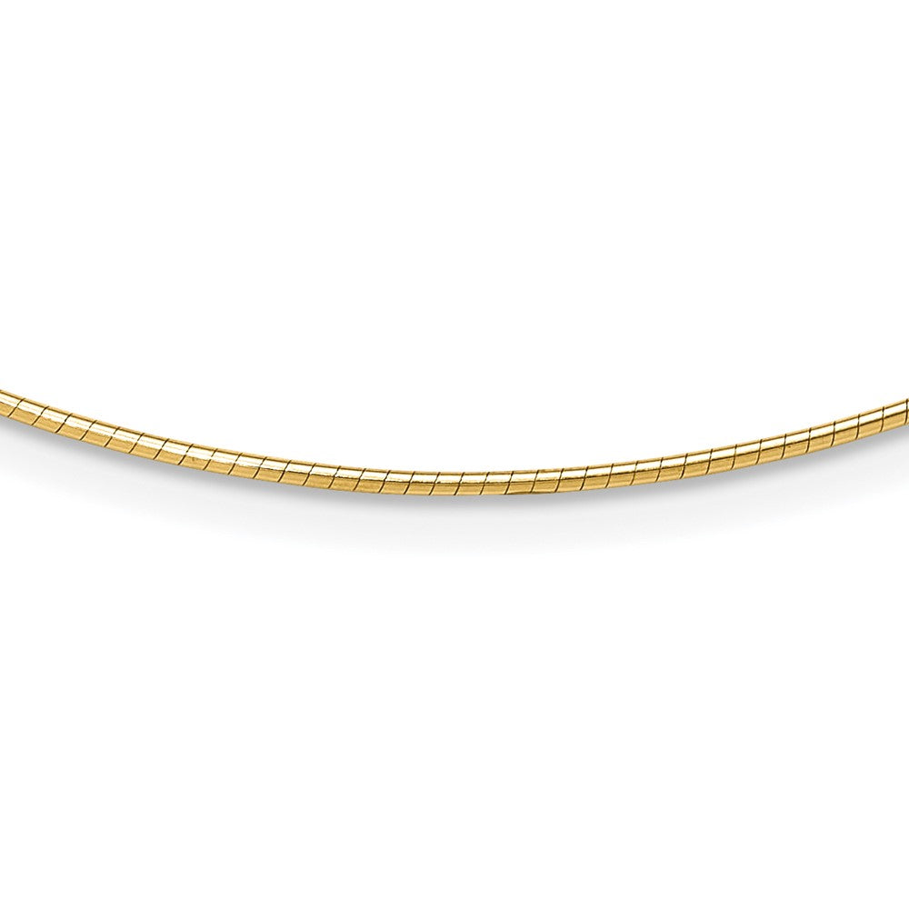 14K Yellow Gold 1.2mm Omega Necklace Detachable Clasp