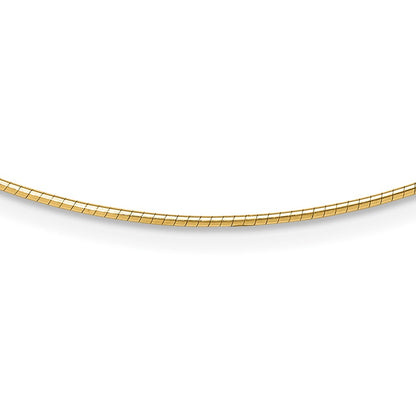 14K Yellow Gold 1.2mm Omega Necklace Detachable Clasp