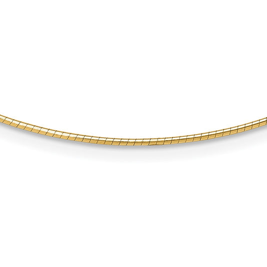 14K Yellow Gold 1.2mm Omega Necklace Detachable Clasp