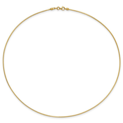 14K Yellow Gold 1.2mm Detachable Clasp Omega Necklace