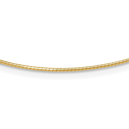14K Yellow Gold 1.2mm Detachable Clasp Omega Necklace