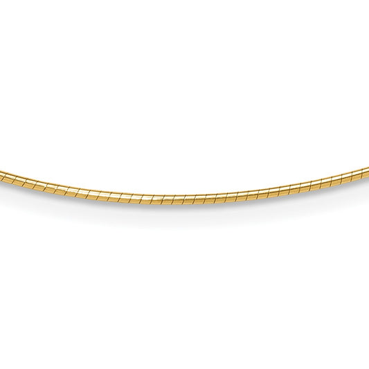 14K Yellow Gold 1.2mm Detachable Clasp Omega Necklace