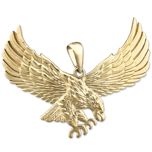 14K Gold Pouncing Eagle Pendant