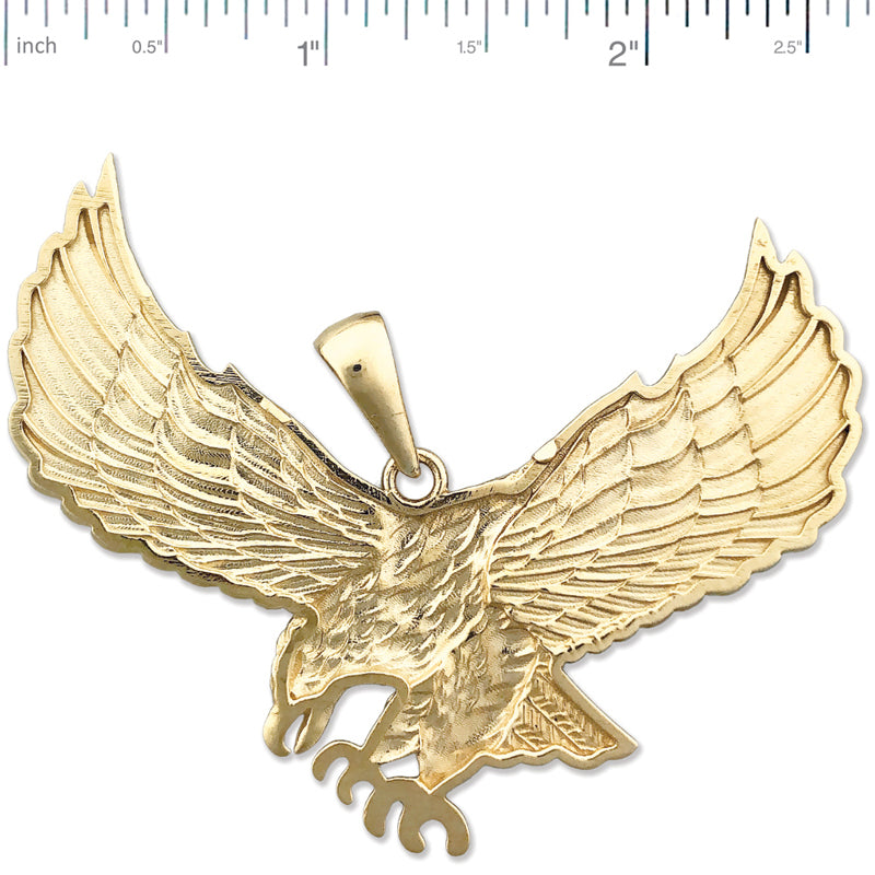 14K Gold Pouncing Eagle Pendant