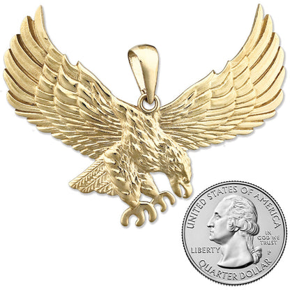 14K Gold Pouncing Eagle Pendant