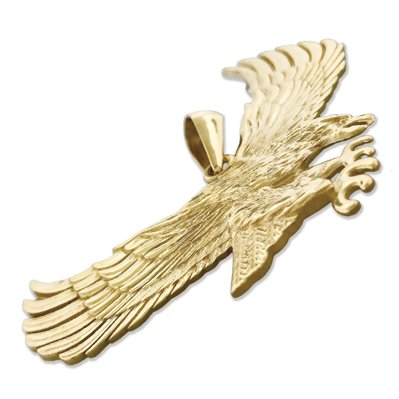 14K Gold Pouncing Eagle Pendant
