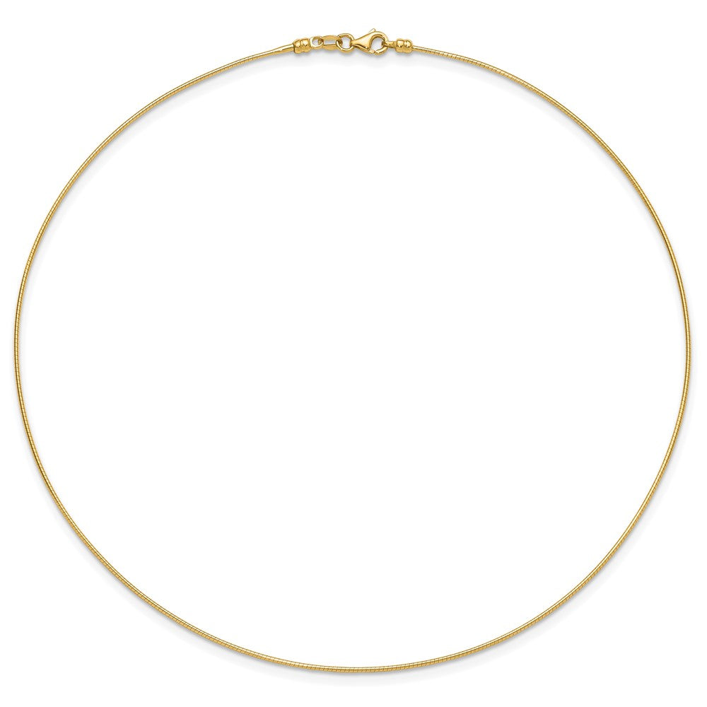 14K Yellow Gold 1mm Round Detachable Clasp Omega Necklace