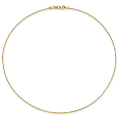 14K Yellow Gold 1mm Round Detachable Clasp Omega Necklace