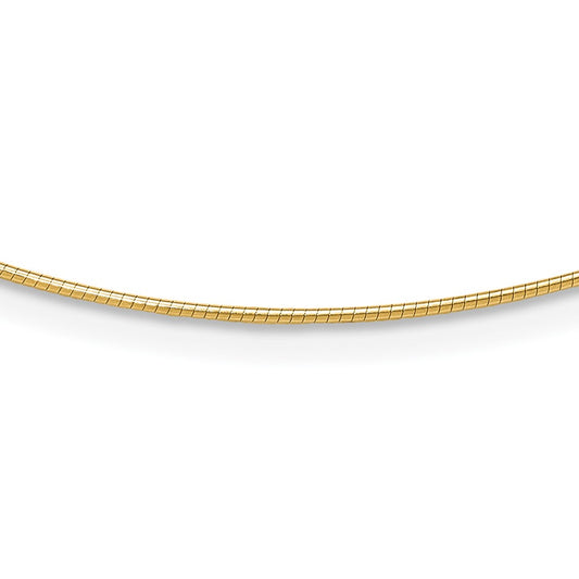 14K Yellow Gold 1mm Round Detachable Clasp Omega Necklace