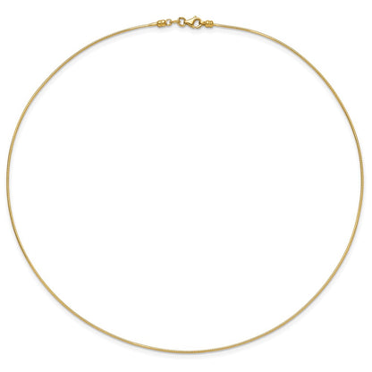 14K Yellow Gold 1mm Round Detachable Clasp Omega Necklace