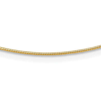 14K Yellow Gold 1mm Round Detachable Clasp Omega Necklace