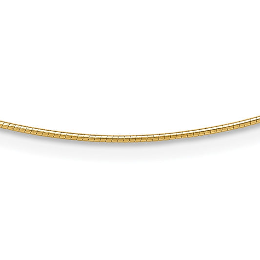 14K Yellow Gold 1mm Round Detachable Clasp Omega Necklace