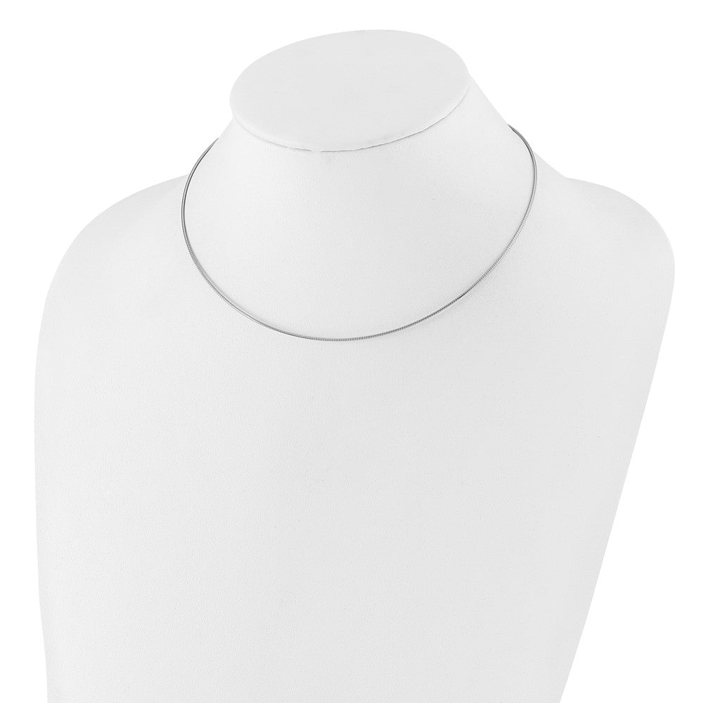 14K White Gold 1mm Round Detachable Clasp Omega Necklace