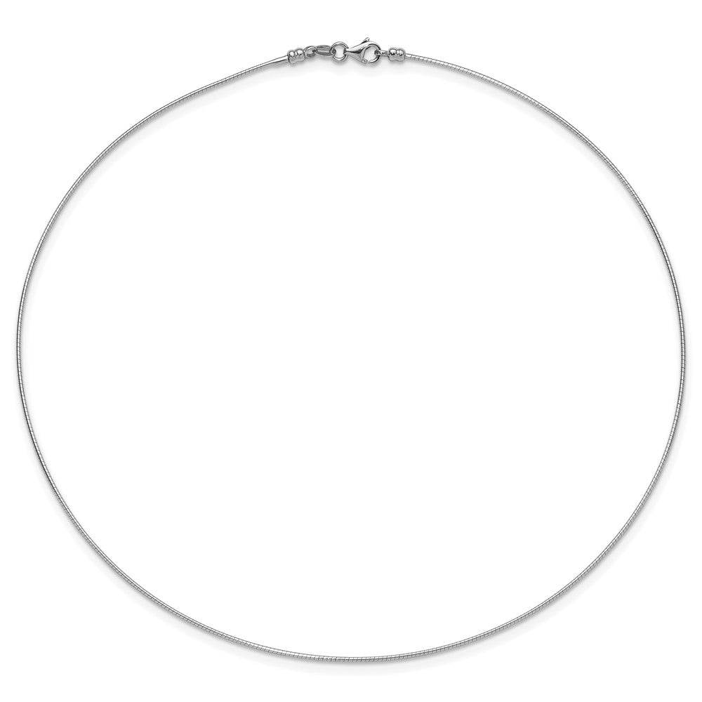 14K White Gold 1mm Round Detachable Clasp Omega Necklace