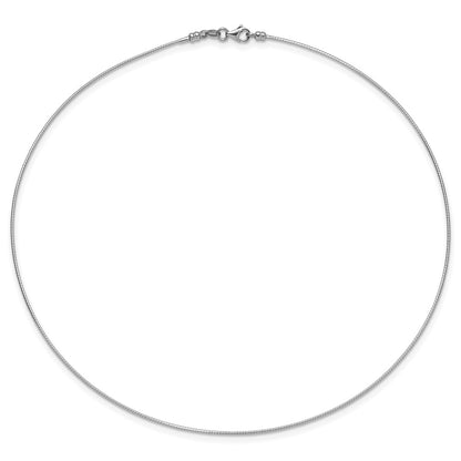 14K White Gold 1mm Round Detachable Clasp Omega Necklace