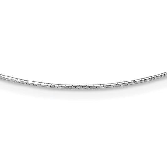 14K White Gold 1mm Round Detachable Clasp Omega Necklace