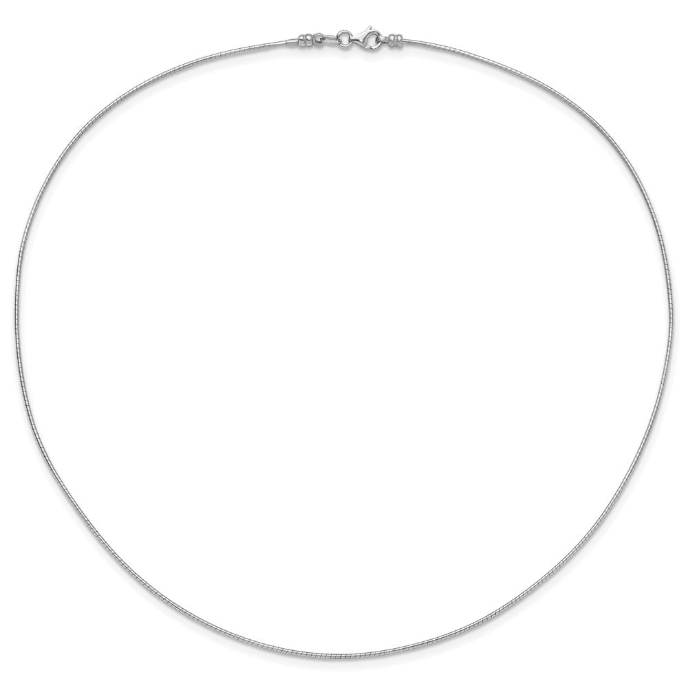 14K White Gold 1mm Round Detachable Clasp Omega Necklace