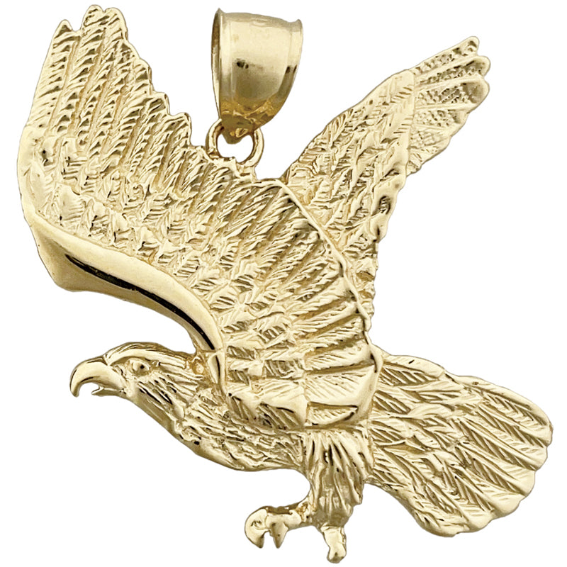 14K Gold 38MM Flying Eagle Pendant