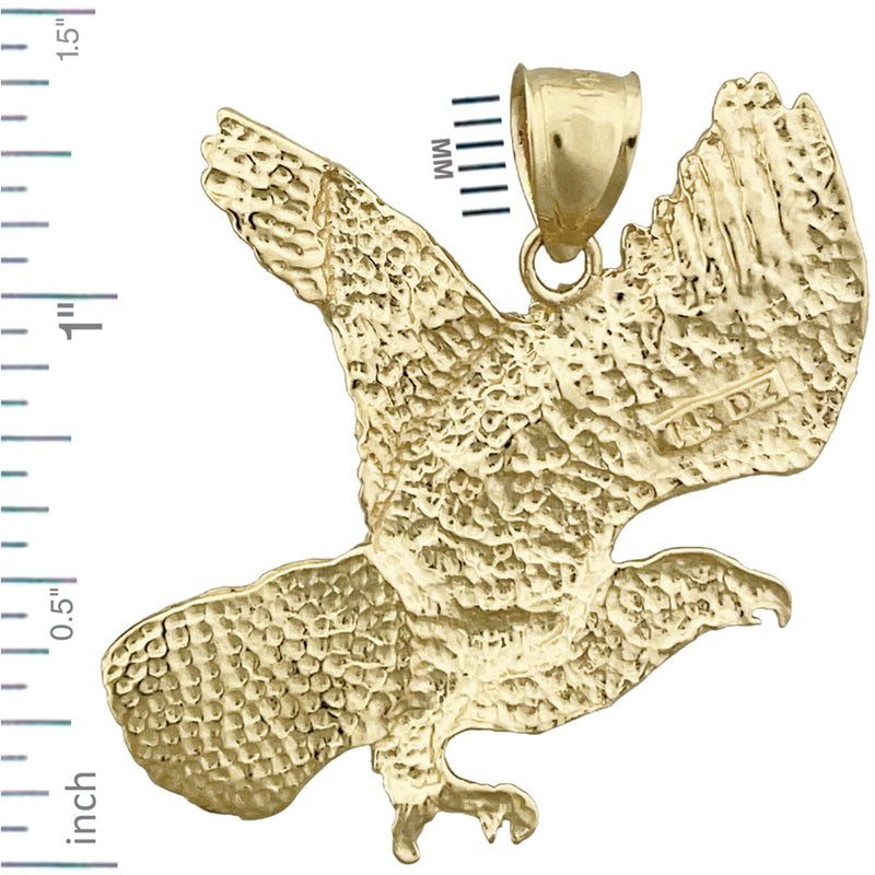 14K Gold 38MM Flying Eagle Pendant