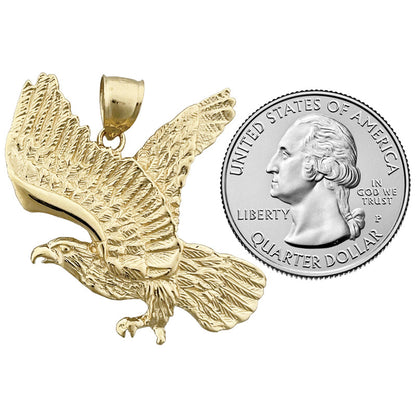 14K Gold 38MM Flying Eagle Pendant