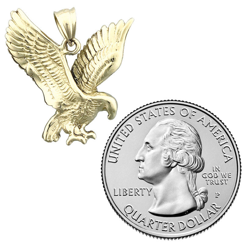 14K Gold 25MM Golden Eagle Pendant