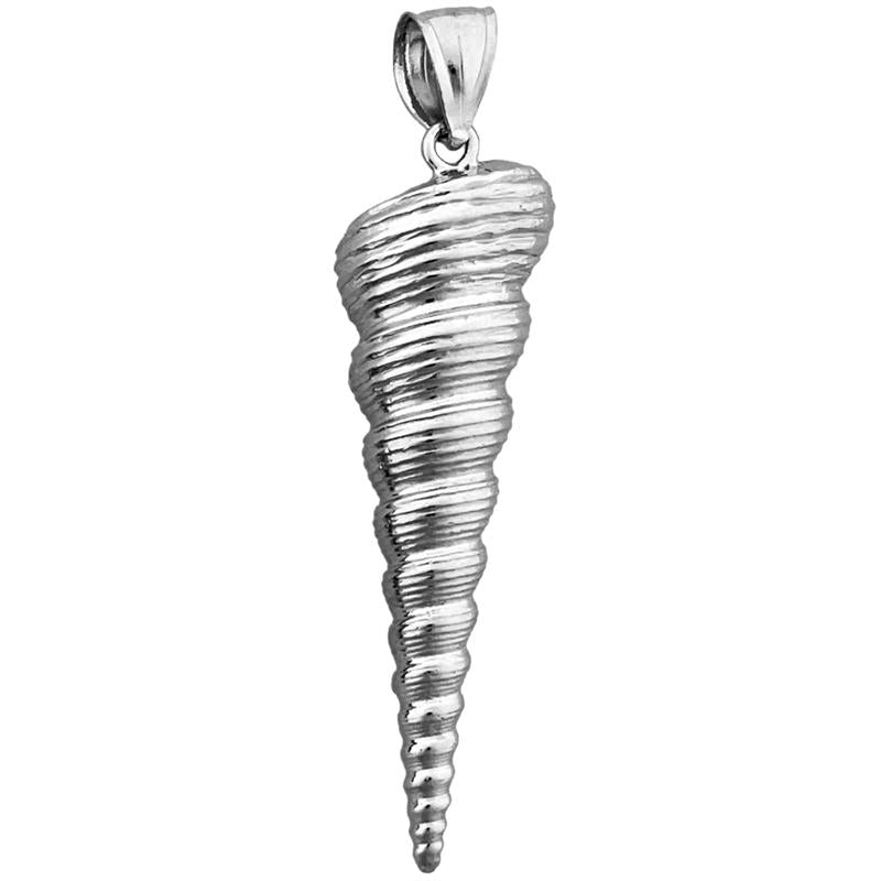 14K Gold 40MM Gastropod Mollusk Auger Seashell Pendant