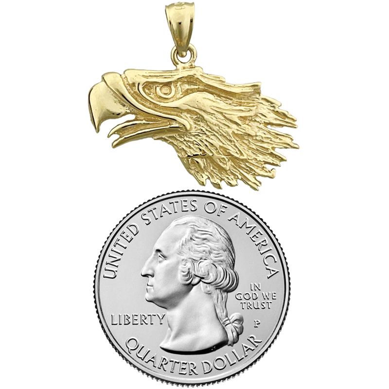 14K Gold Golden Eagle Head Pendant