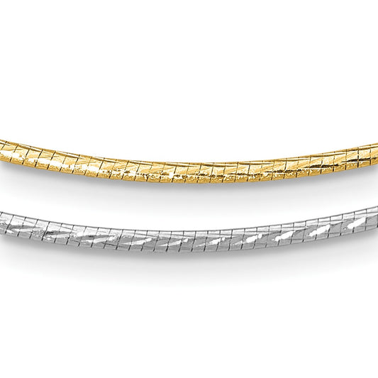 14K Yellow & Rhodium White Gold Reversible Adj. Omega Necklace