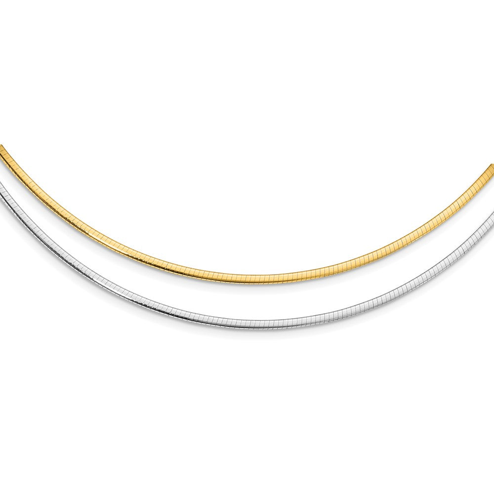14K Two Tone 2mm Reversible Adj. Chain Omega Necklace