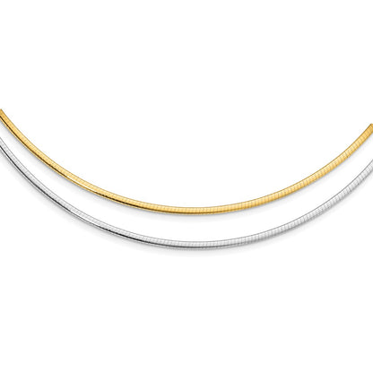 14K Two Tone 2mm Reversible Adj. Chain Omega Necklace