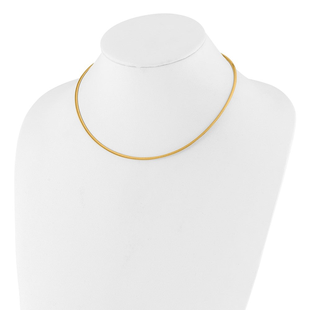 14K Two Tone 2mm Reversible Adj. Chain Omega Necklace