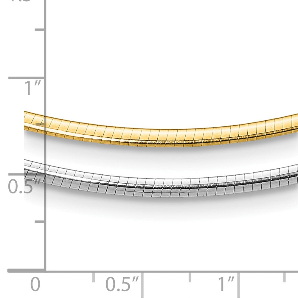 14K Two Tone 2mm Reversible Adj. Chain Omega Necklace