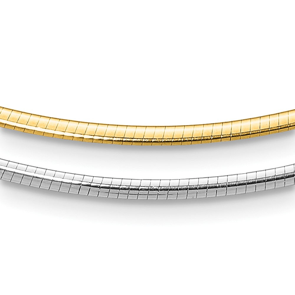 14K Two Tone 2mm Reversible Adj. Chain Omega Necklace