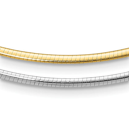 14K Two Tone 2mm Reversible Adj. Chain Omega Necklace