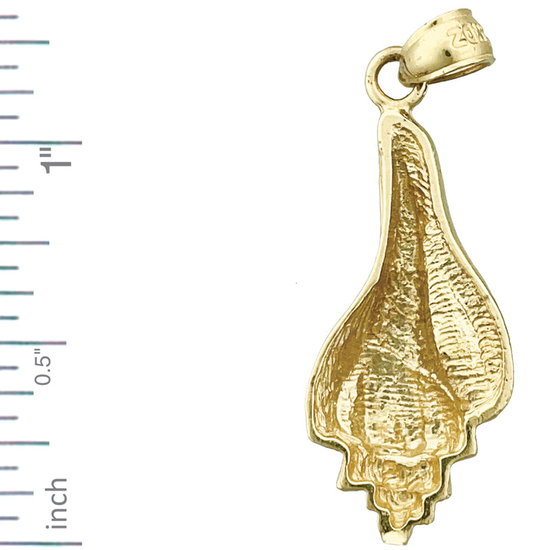 14K Gold Whelk Gastropod Mollusk Seashell Pendant