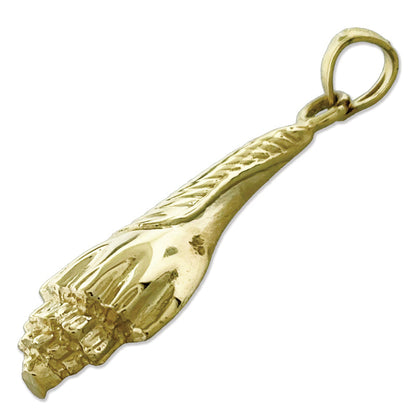 14K Gold Whelk Gastropod Mollusk Seashell Pendant