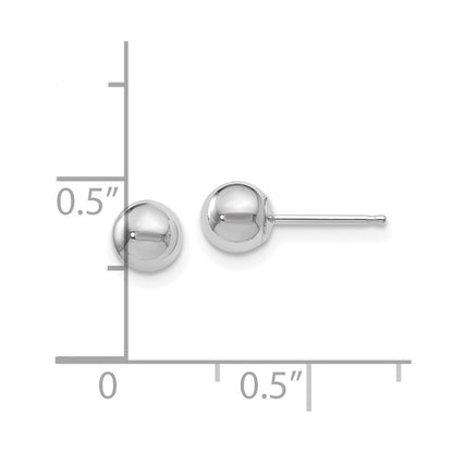 14K White Gold Polished 5mm Ball Post Earrings