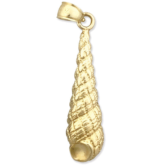14K Gold Gastropod Auger Mollusk Shell Pendant
