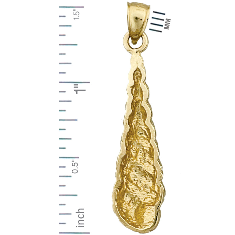 14K Gold Gastropod Auger Mollusk Shell Pendant